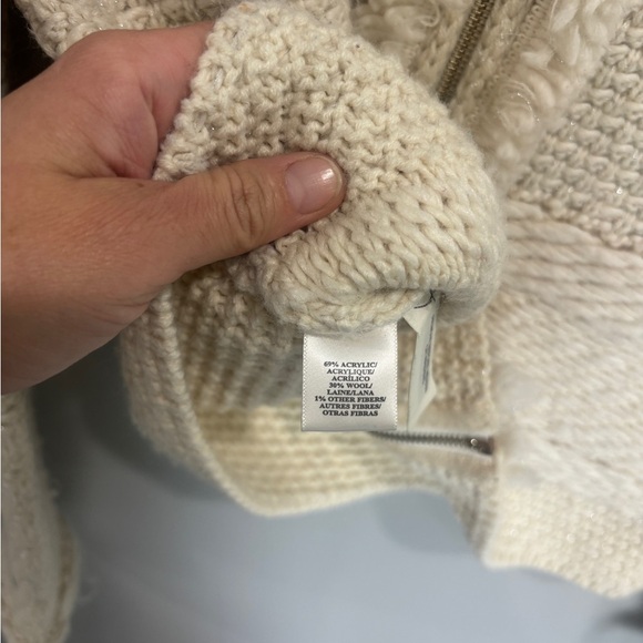 Ann Taylor sweater jacket zip cardigan Multi knit styling cream color size S - Picture 6 of 10